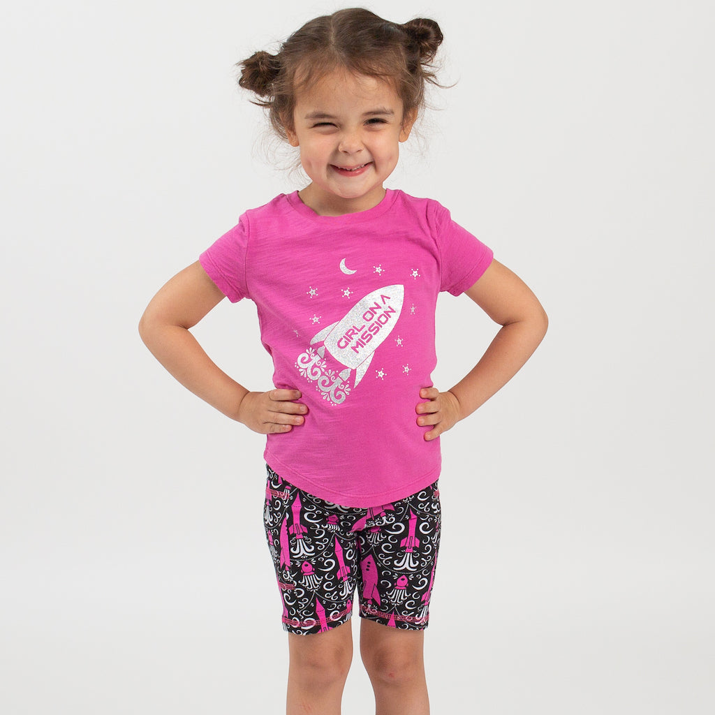 “Girl on a Mission” Sparkly Rockets Youth T-Shirt