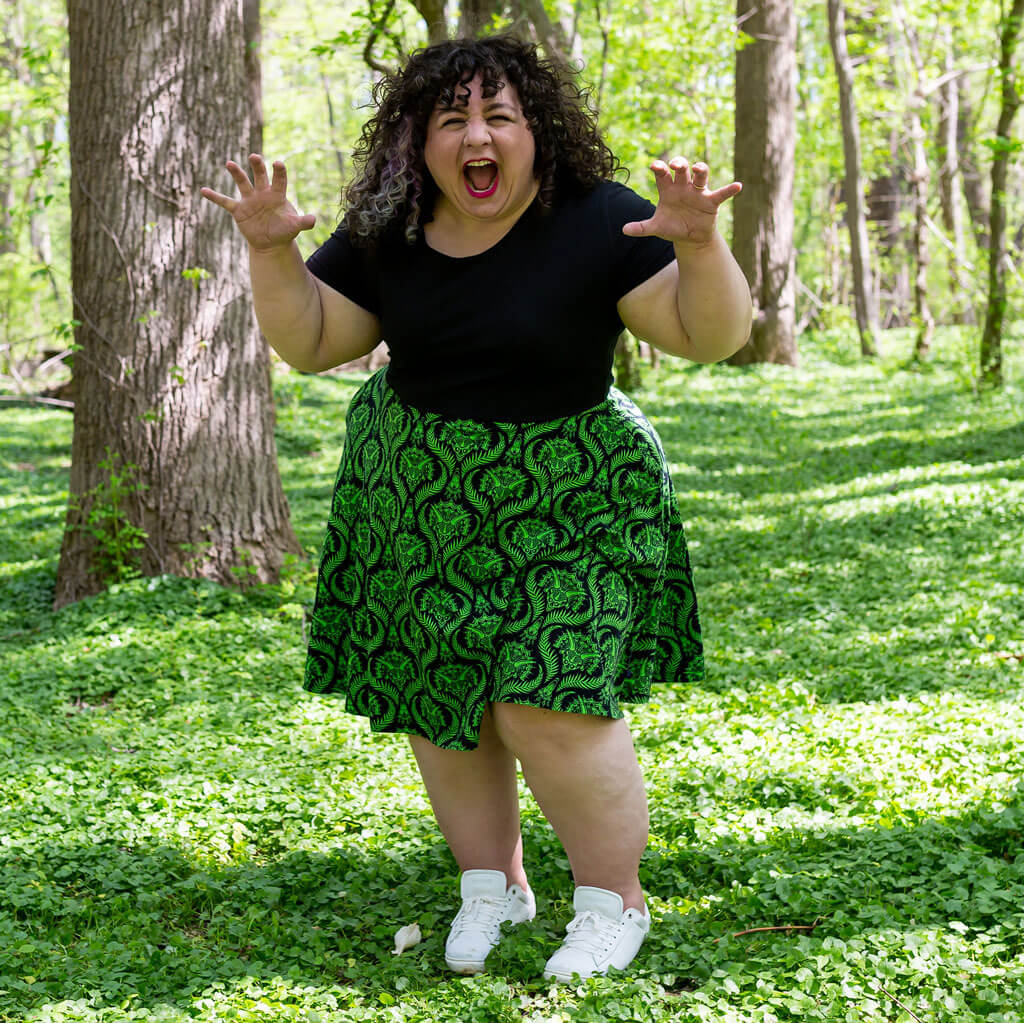 "Frill Ride" Adult Triceratops A-line Dress with Pockets