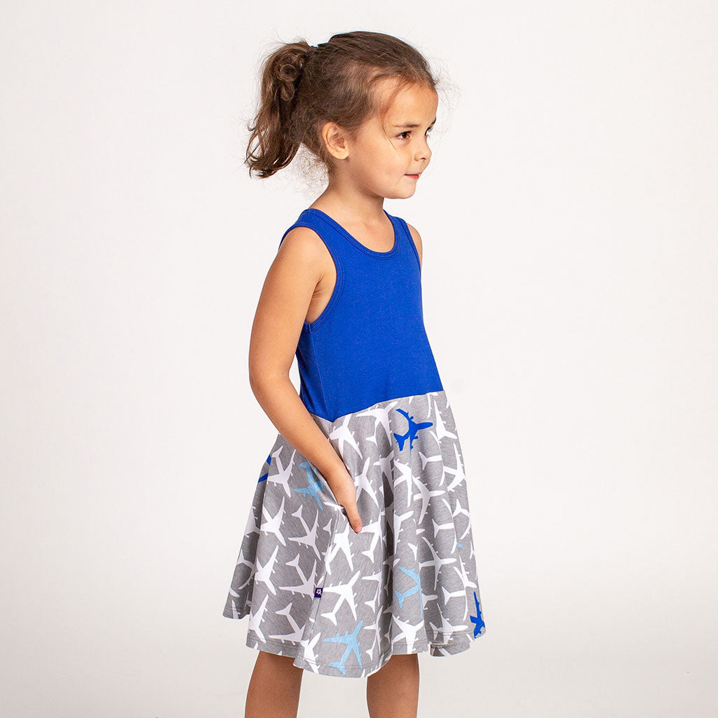 “True Blue” Airplanes Twirly Play Dress