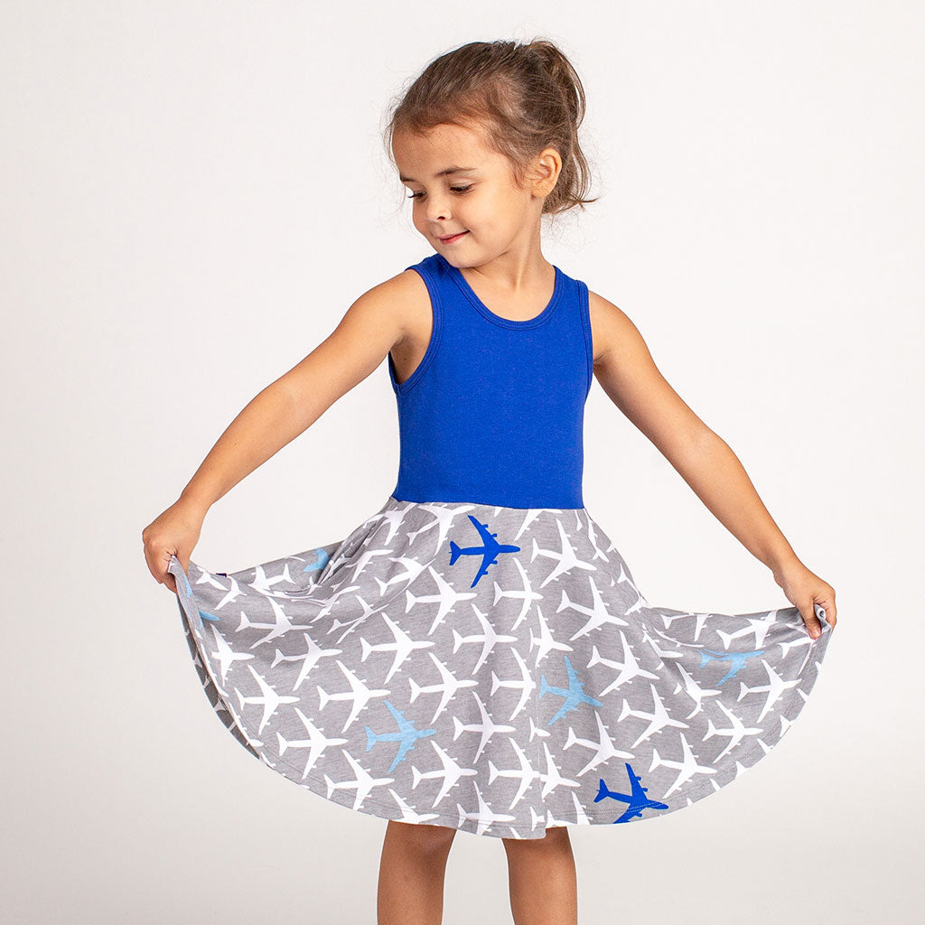 “True Blue” Airplanes Twirly Play Dress