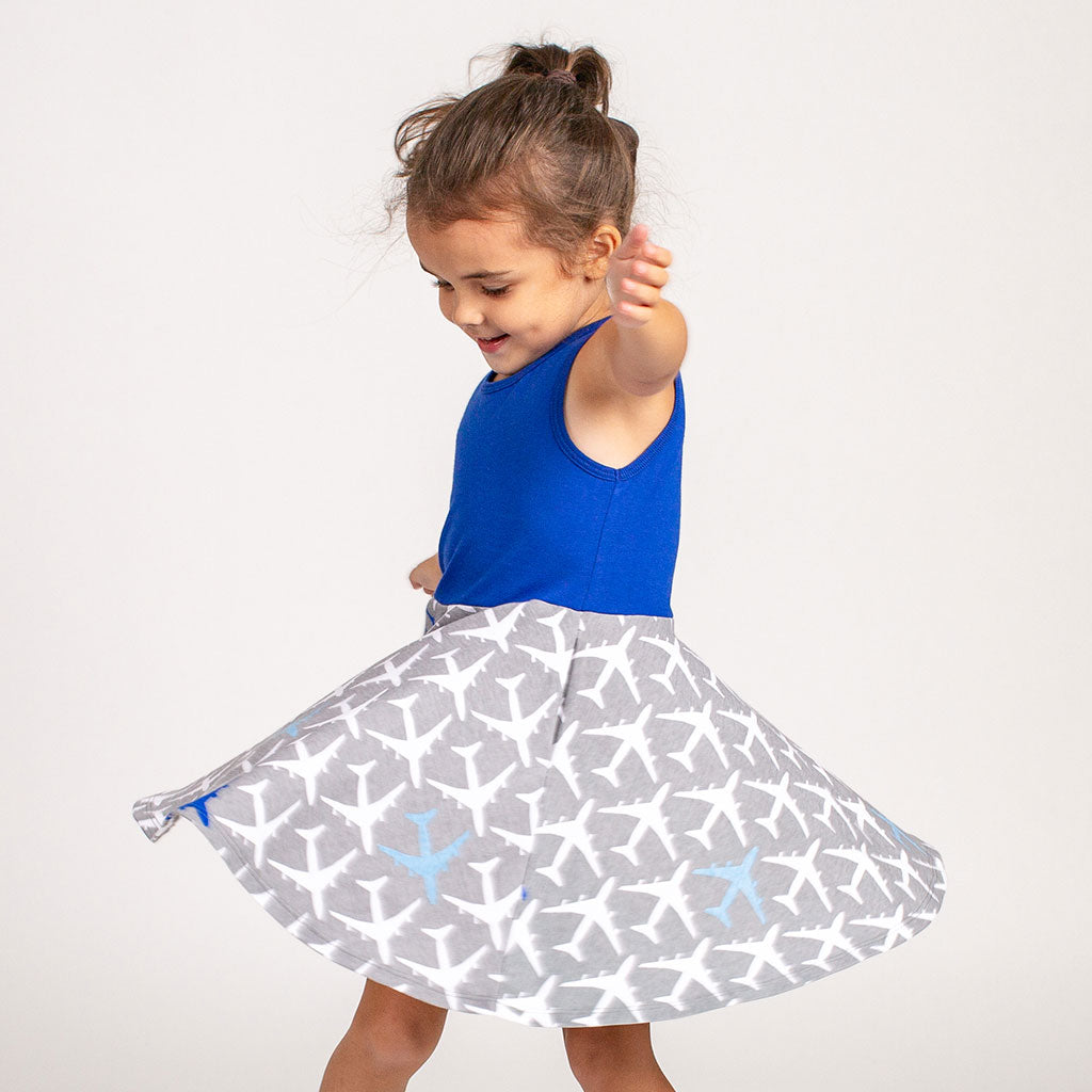 “True Blue” Airplanes Twirly Play Dress