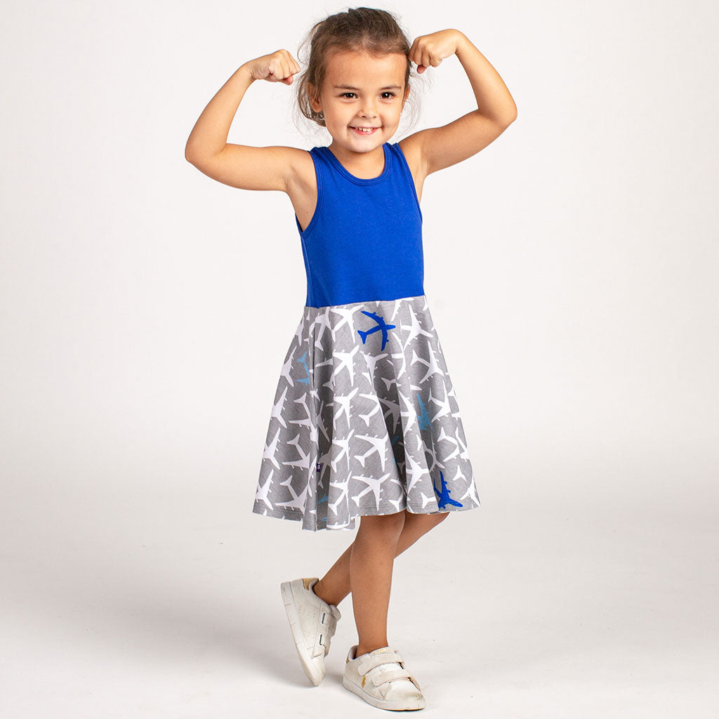 “True Blue” Airplanes Twirly Play Dress
