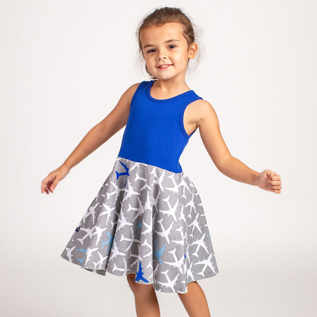 “True Blue” Airplanes Twirly Play Dress