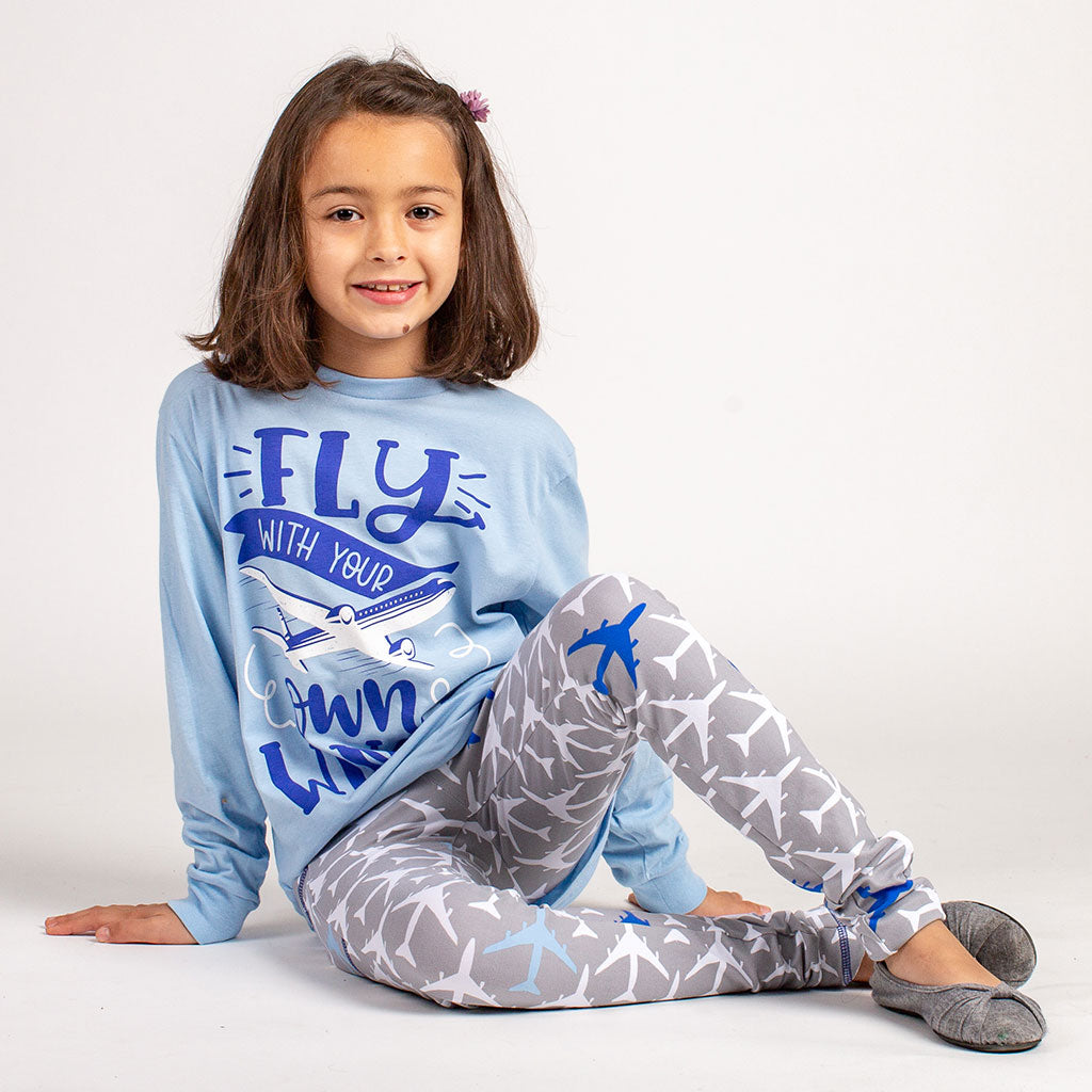 “True Blue” Airplanes Leggings with Pockets