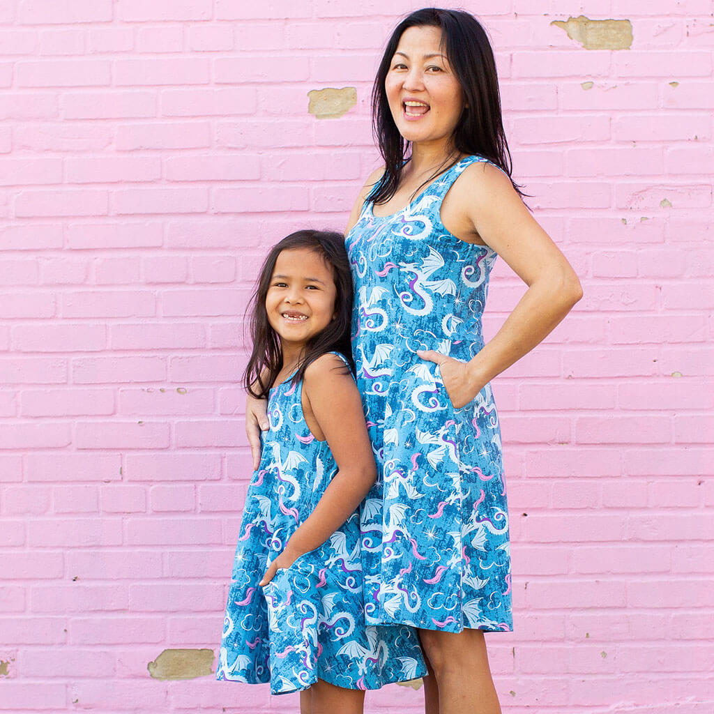 "Ice and Fury" Dragons Sleeveless Play Dress with Pockets