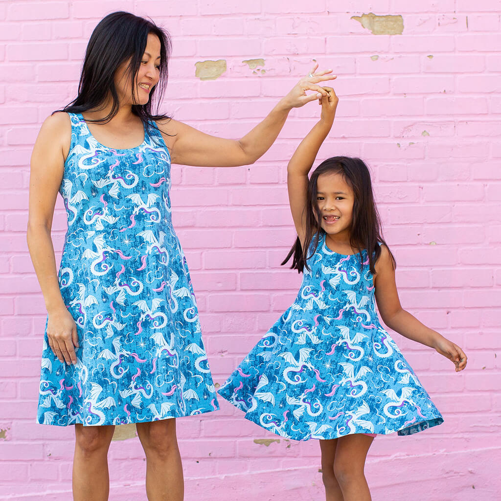 "Ice and Fury" Dragons Sleeveless Play Dress with Pockets