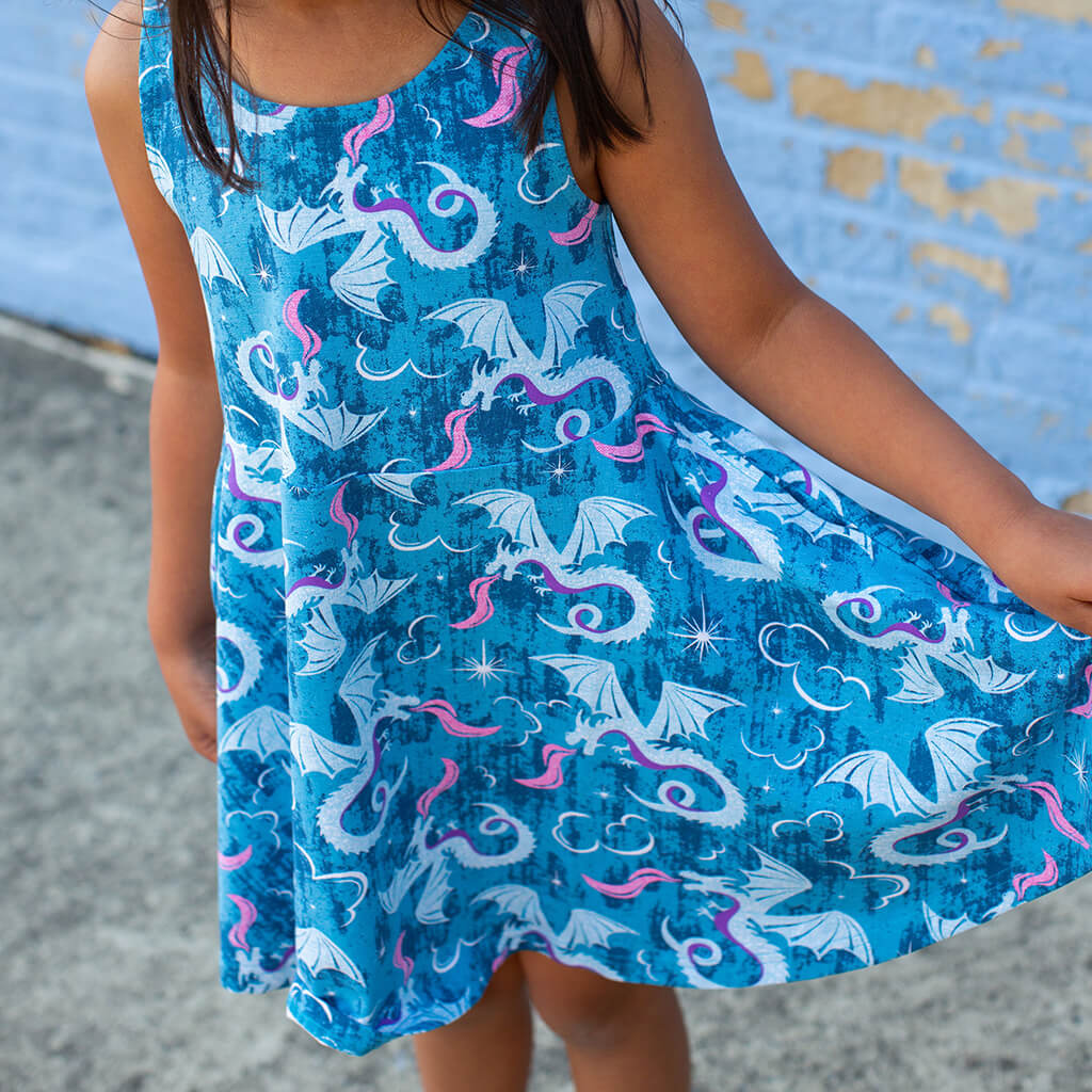 "Ice and Fury" Dragons Sleeveless Play Dress with Pockets