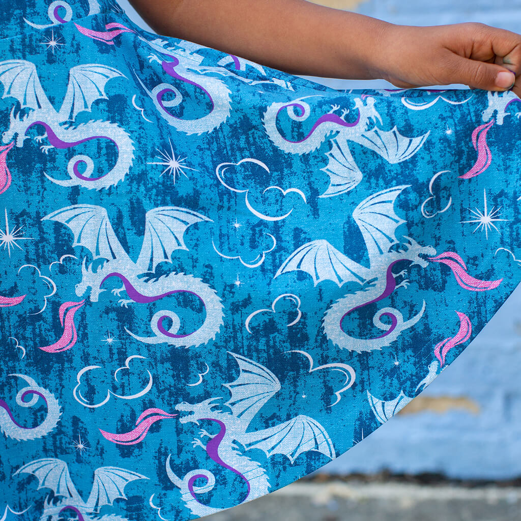 "Ice and Fury" Dragons Sleeveless Play Dress with Pockets