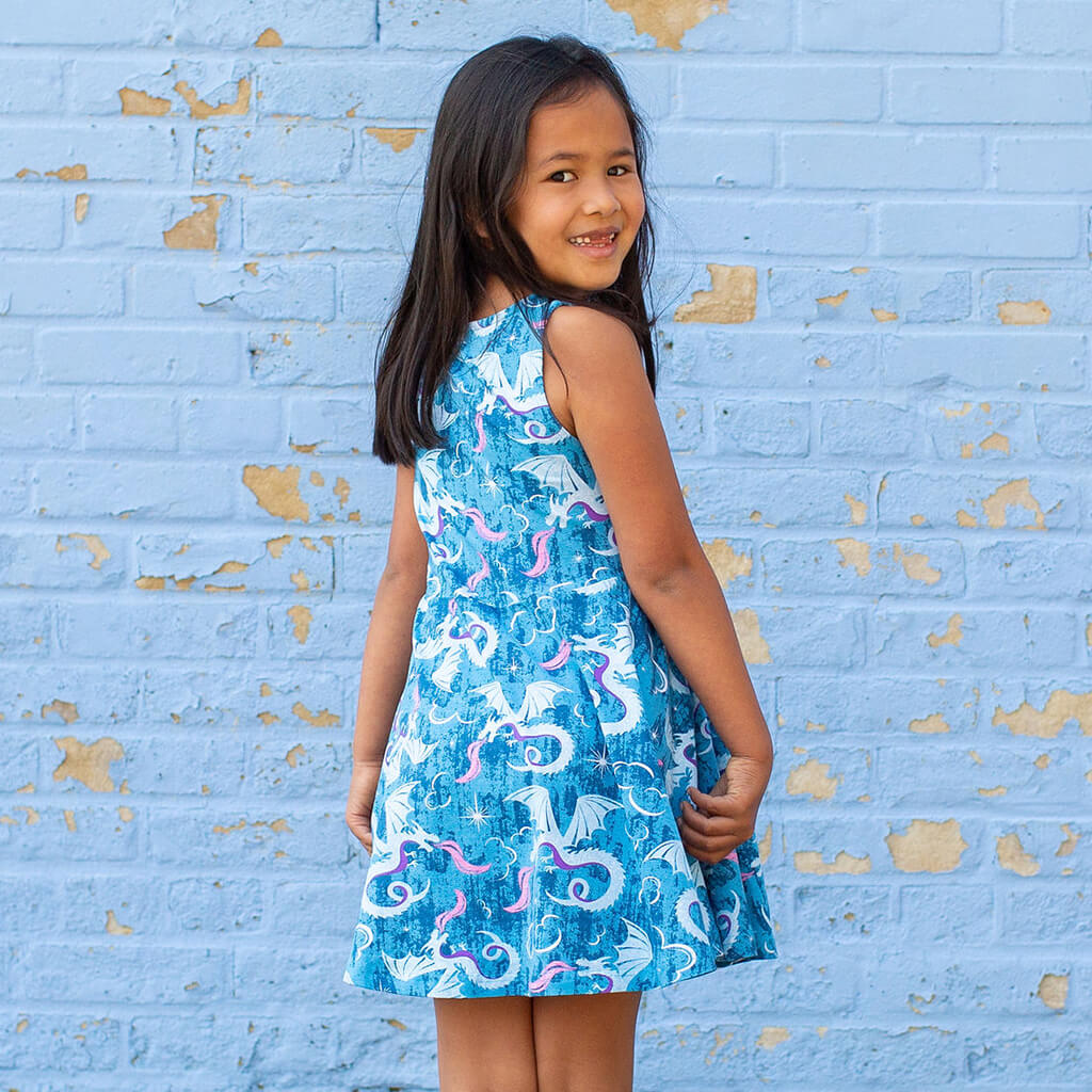 "Ice and Fury" Dragons Sleeveless Play Dress with Pockets