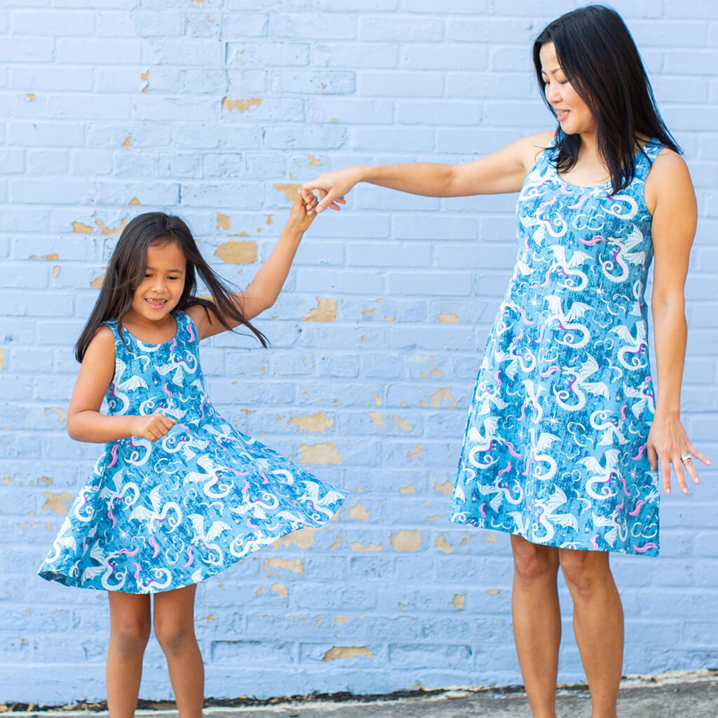 "Ice and Fury" Dragons Sleeveless Play Dress with Pockets