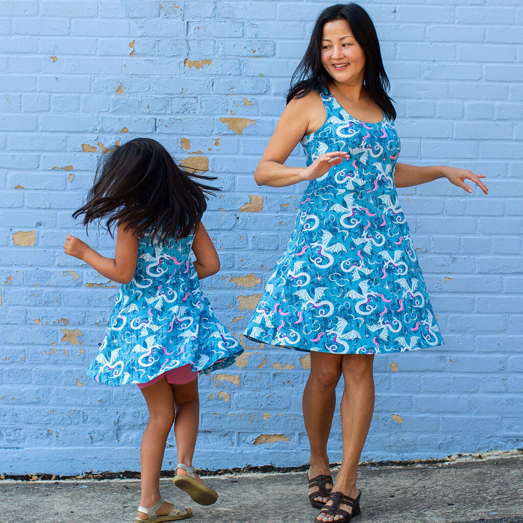 "Ice and Fury" Adult Dragons Sleeveless Dress with Pockets