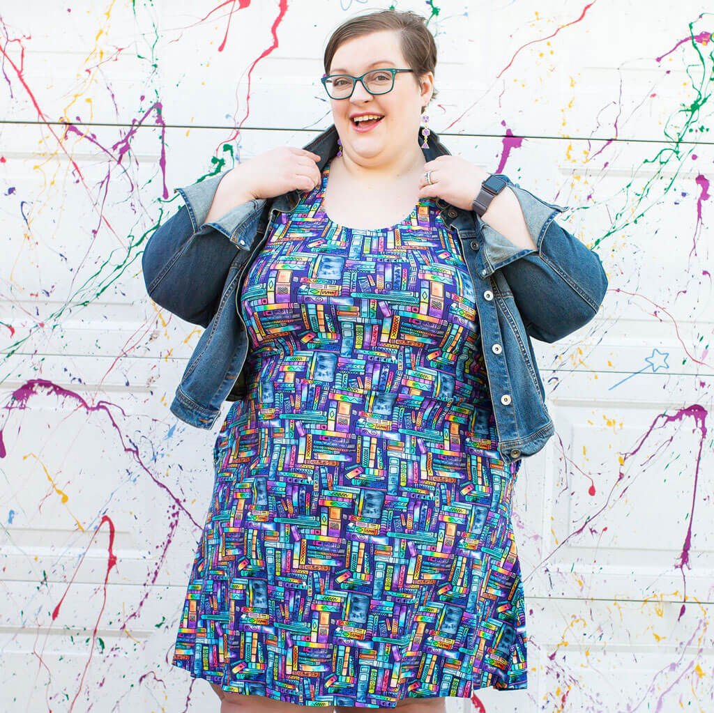 Lost in the Stacks Adult Books Sleeveless Dress with Pockets 32-34 Lost in the Stacks Adult Books Sleeveless Dress with Pockets 32-34