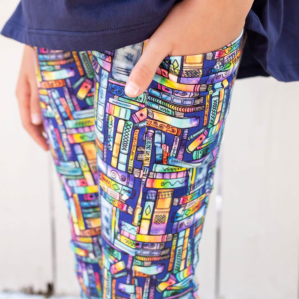 &quot;Lost in the Stacks&quot; Books Leggings with Pockets