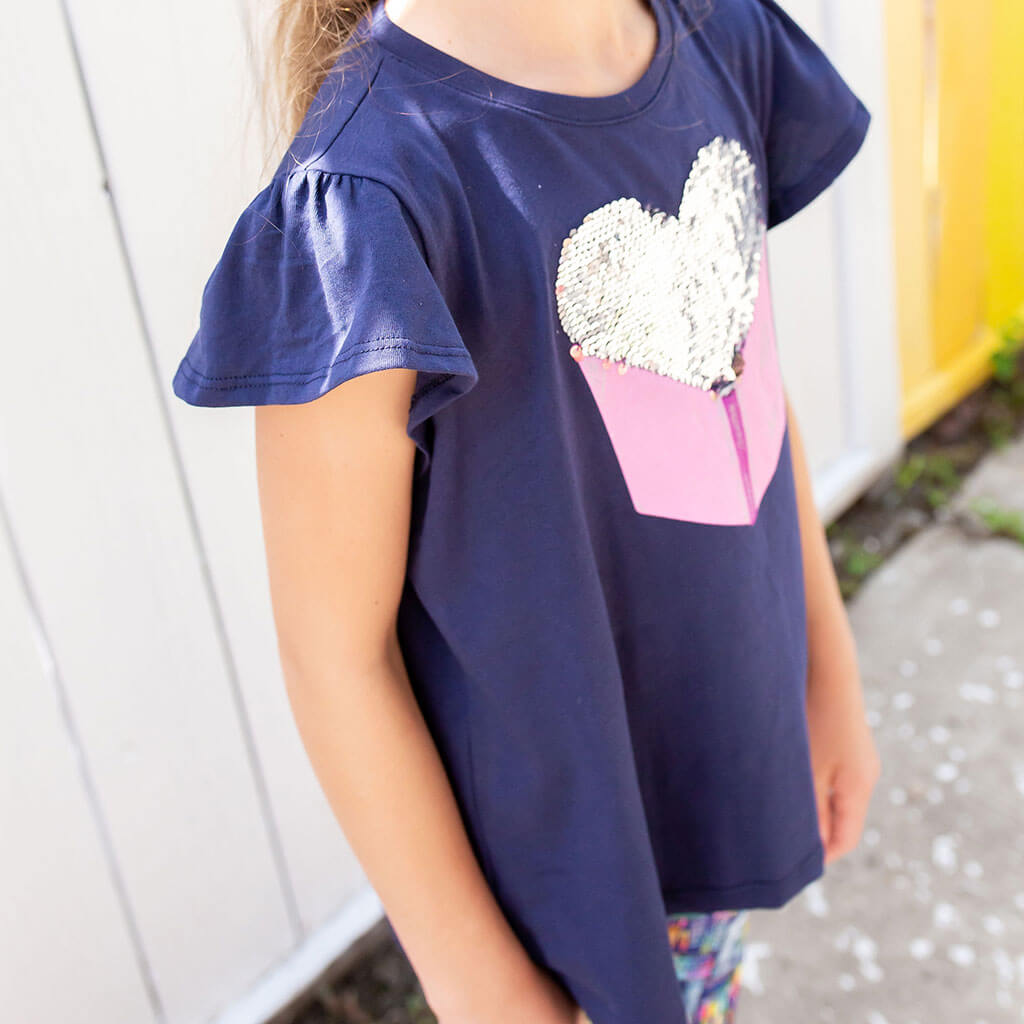 Flip Sequin Favorite Book Flutter Short Sleeve Shirt