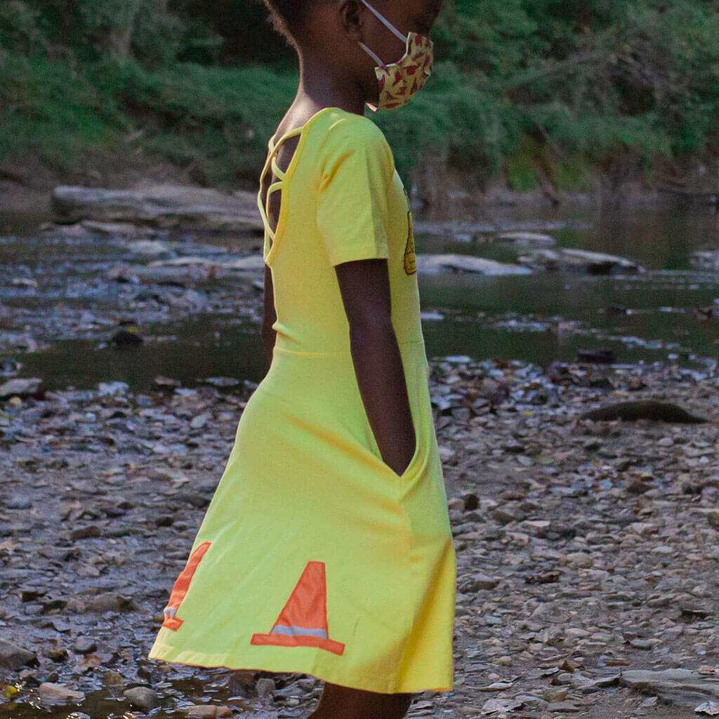 Big Bulldozer Ballerina Style Short Sleeve Dress with Pockets