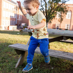 Rainbow Blocks Henley Short Sleeve Tee Shirt - Princess Awesome & Boy Wonder