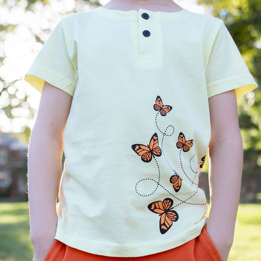 Butterfly Flight Short Sleeve Henley Shirt