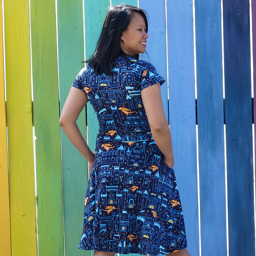 "Dragon's Keep" Adult Castles A-line Dress with Pockets