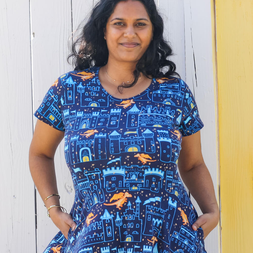 "Dragon's Keep" Adult Castles A-line Dress with Pockets