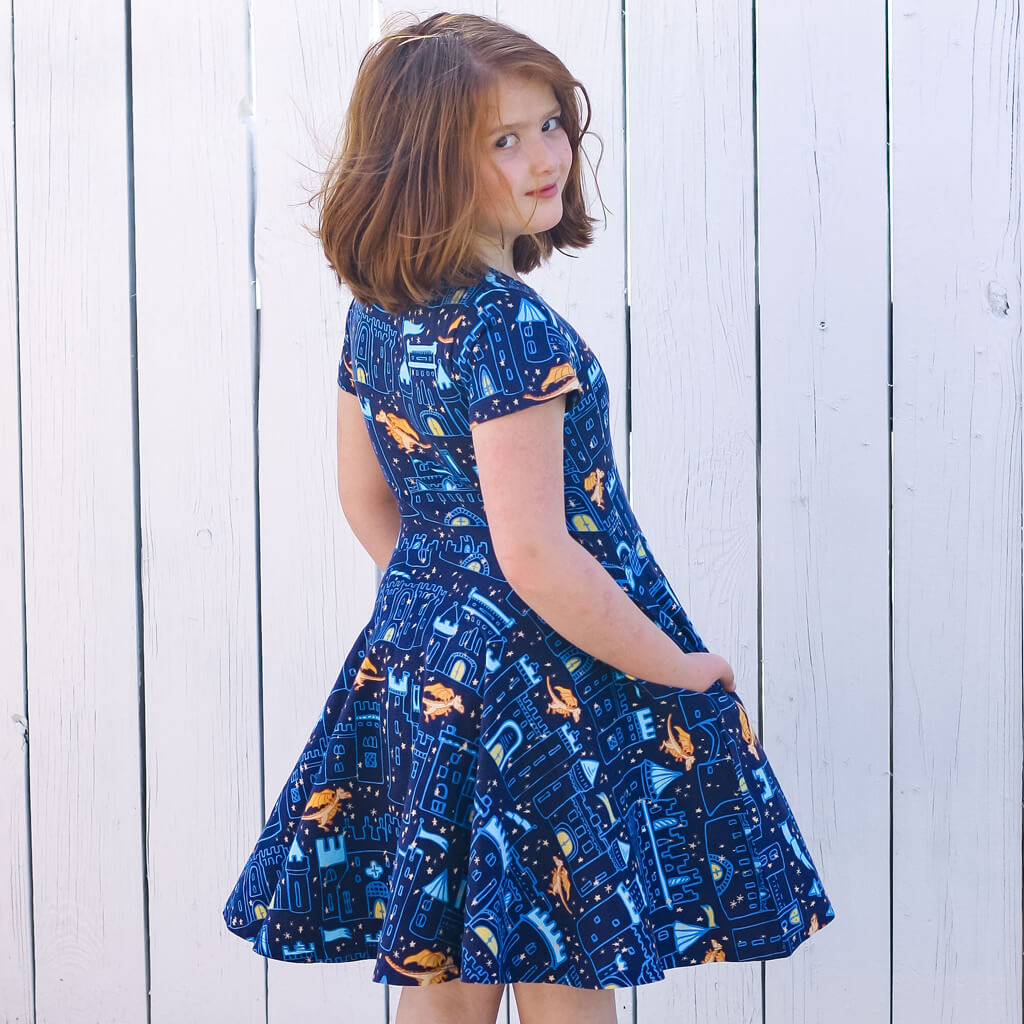 "Dragon's Keep" Castles Super Twirler Dress with Pockets