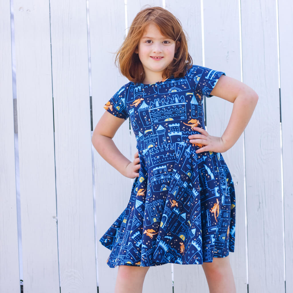 "Dragon's Keep" Castles Super Twirler Dress with Pockets
