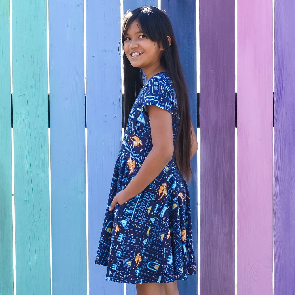 "Dragon's Keep" Castles Super Twirler Dress with Pockets