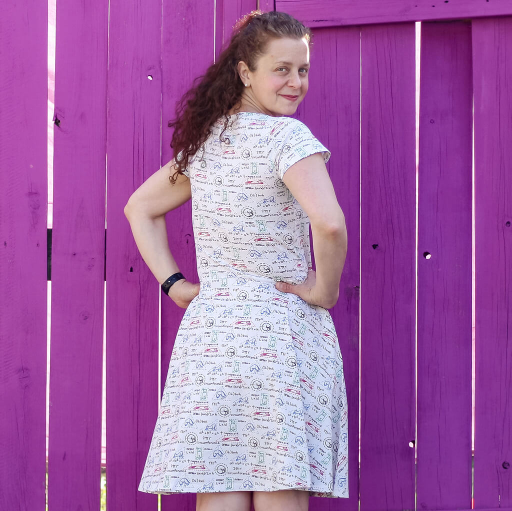 "Scratch Paper" Adult Geometry Cats A-line Dress with Pockets