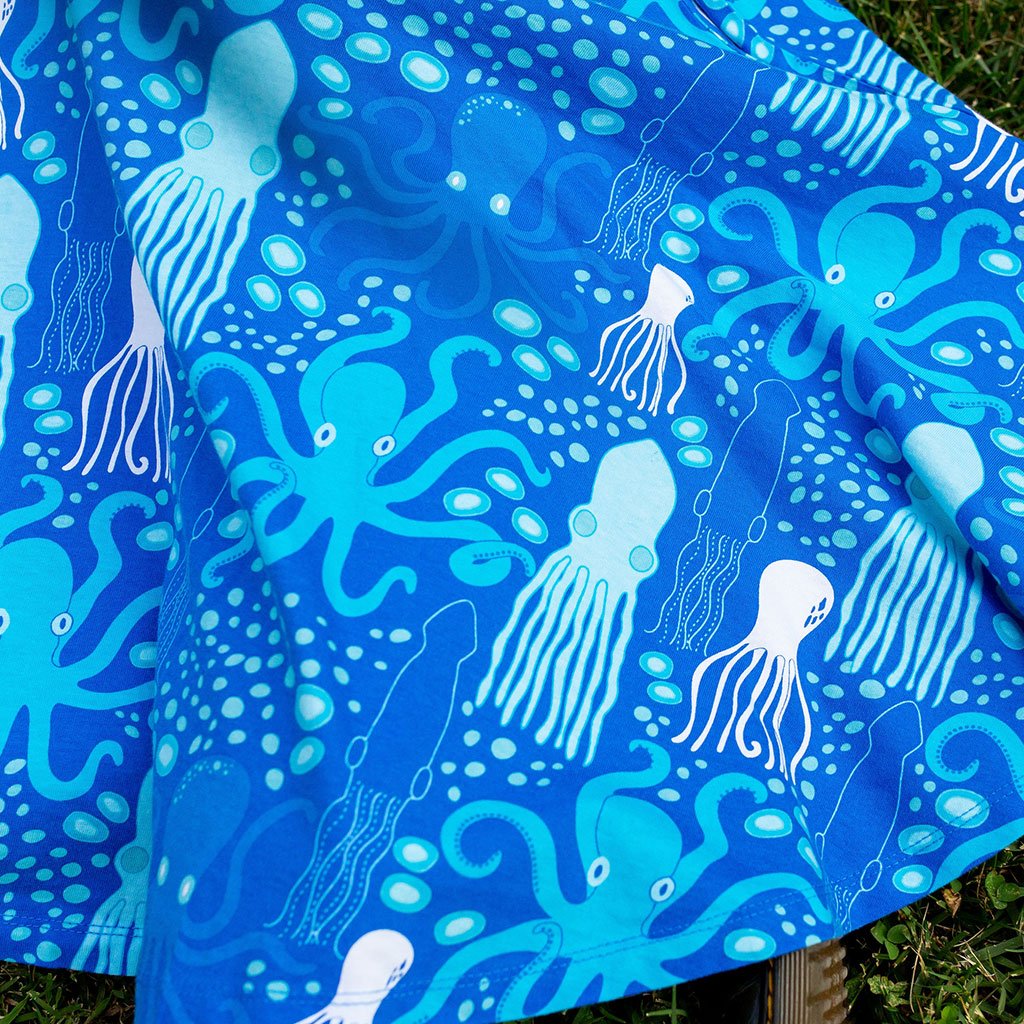 Cephalopods Super Twirler Dress with Pockets and Long Sleeves