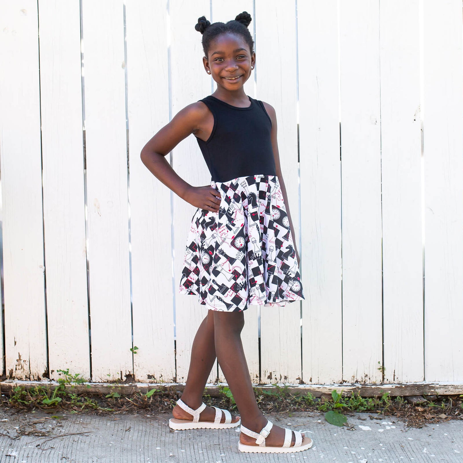 "Game Changer" Chess Strategy Twirly Play Dress with Pockets