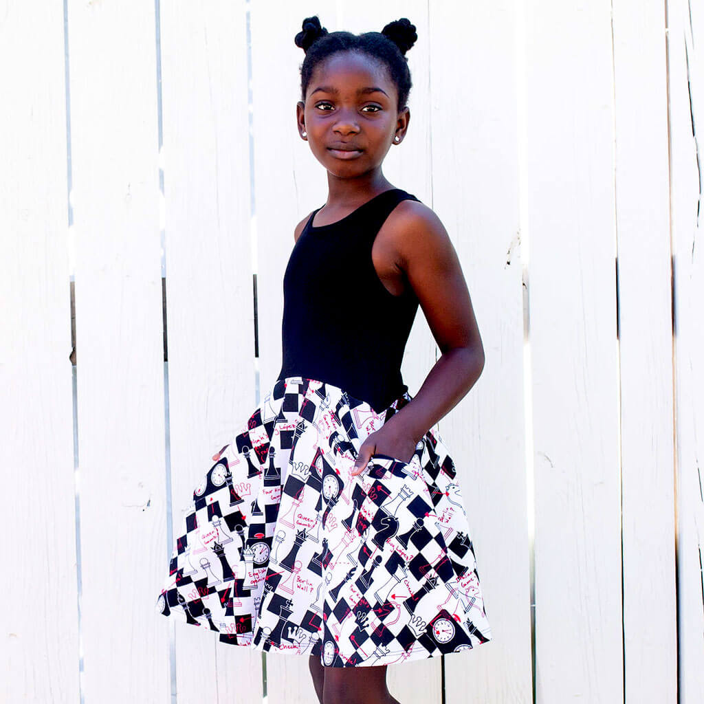 "Game Changer" Chess Strategy Twirly Play Dress with Pockets