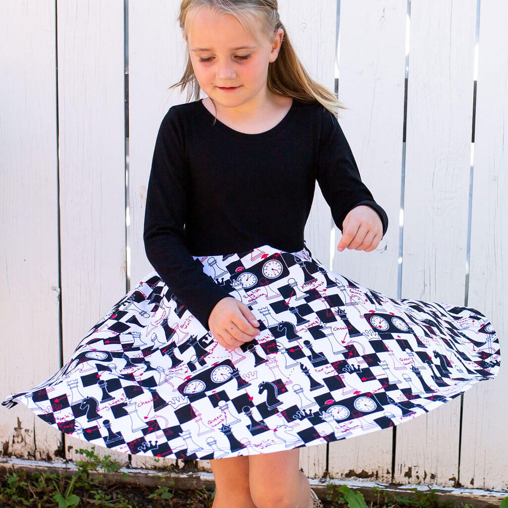 "Game Changer" Chess Strategy Twirly Play Dress with Pockets