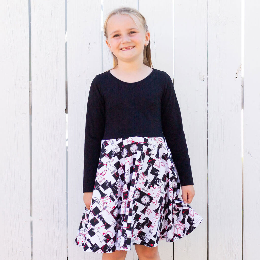 "Game Changer" Chess Strategy Twirly Play Dress with Pockets