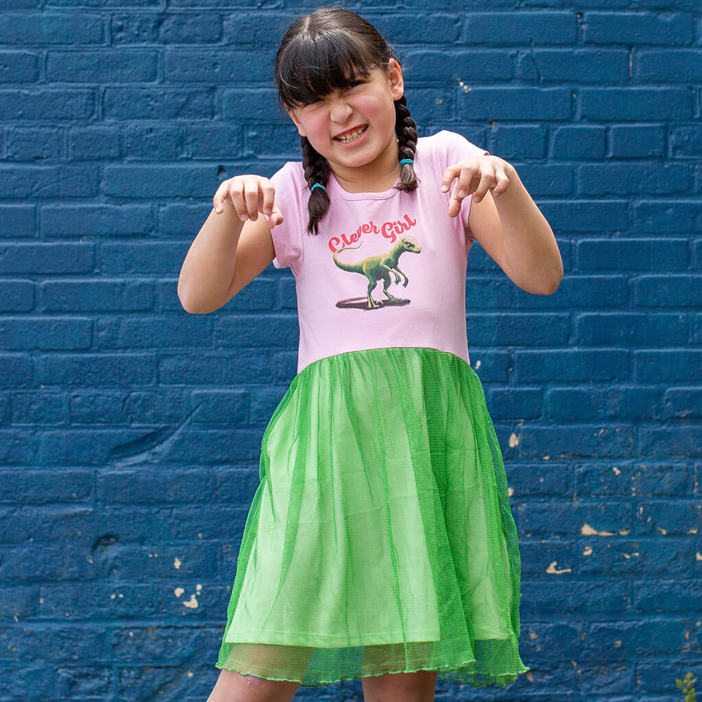 &quot;Clever Girl&quot; Velociraptor Dress with Mesh Skirt