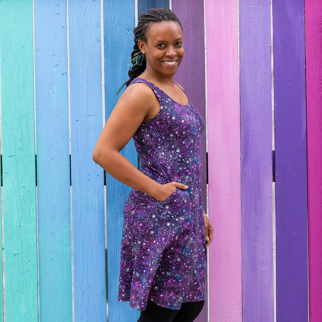 purple pocket dress Rose Purple Halter Midi Summer Dress with Pockets Vintage Rose Purple / Large