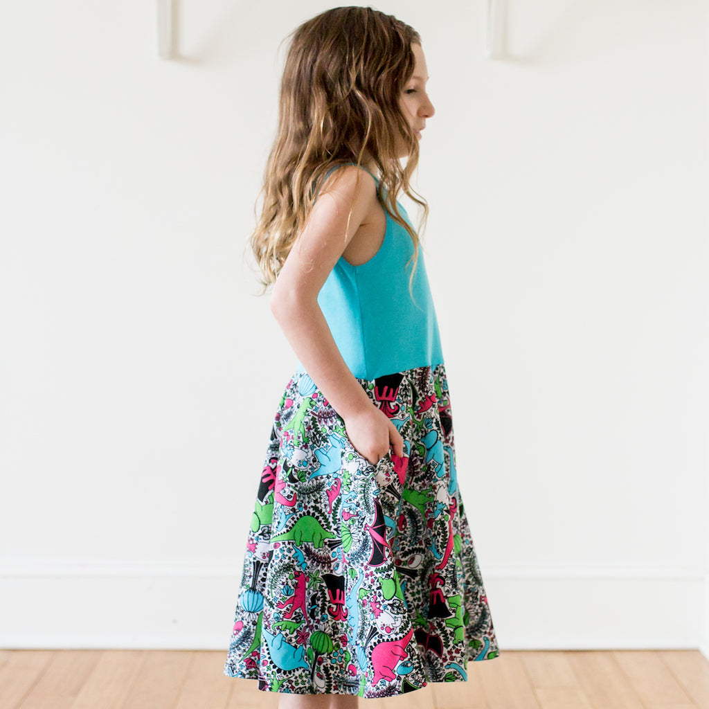 "She-Rex" Dinosaurs Twirly Play Dress with Pockets