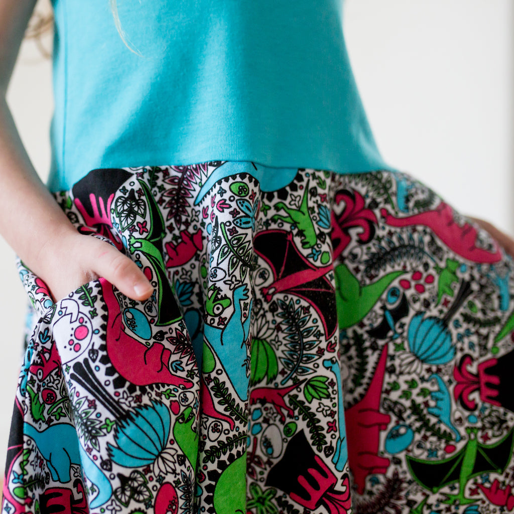 "She-Rex" Dinosaurs Twirly Play Dress with Pockets