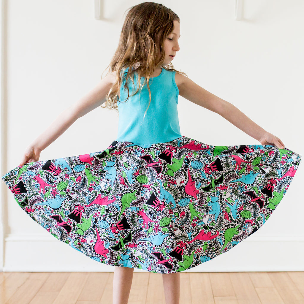 "She-Rex" Dinosaurs Twirly Play Dress with Pockets