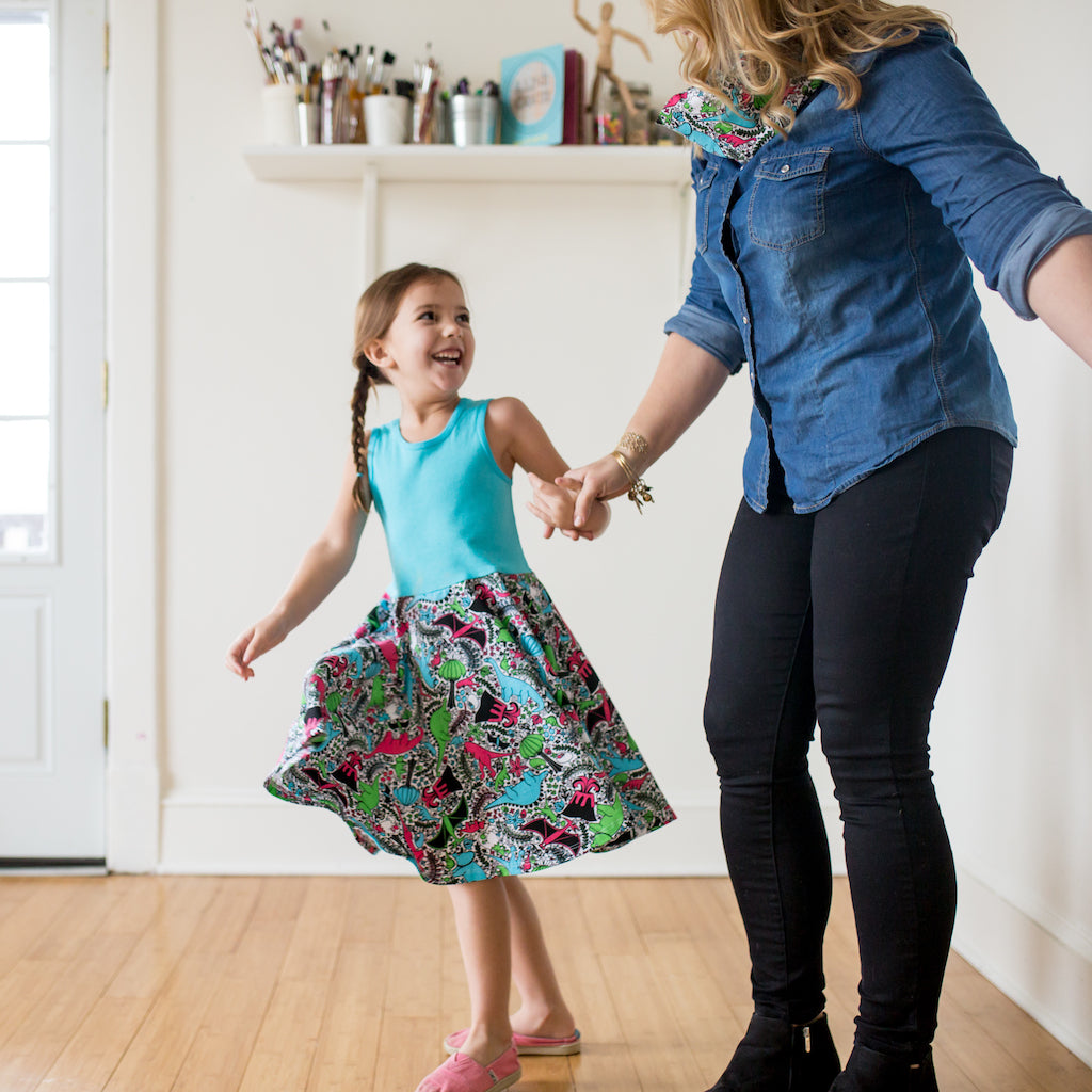 "She-Rex" Dinosaurs Twirly Play Dress with Pockets