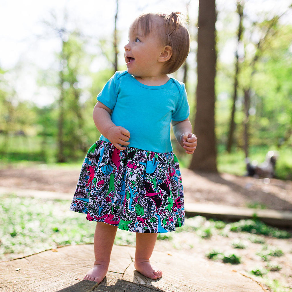 princess awesome dinosaur dress Fossils Forever" Dinosaurs Short Sleeve Super Twirler Dress