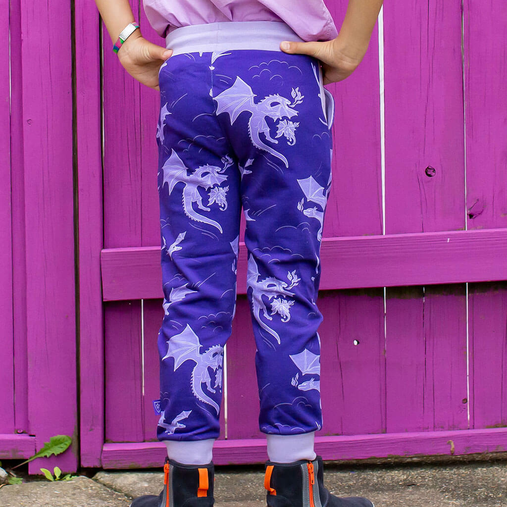 "Purple Reign" Dragons Fuzzy Fleece Joggers with Pockets