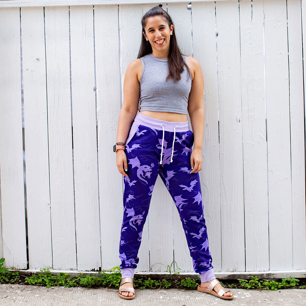 Adult "Purple Reign" Dragons Fuzzy Fleece Joggers with Pockets