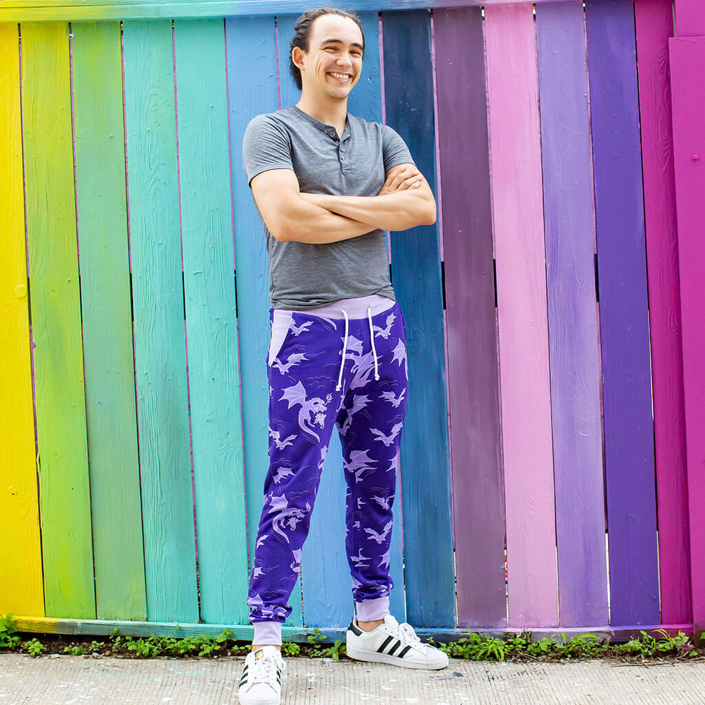 Adult "Purple Reign" Dragons Fuzzy Fleece Joggers with Pockets