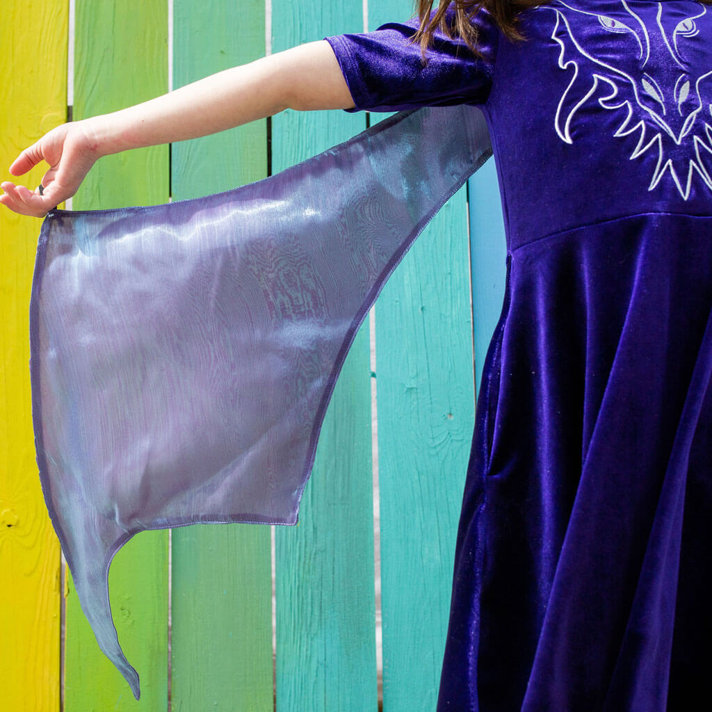 Dragon Ballerina Style Short Sleeve Dress with Pockets and Detachable Wings