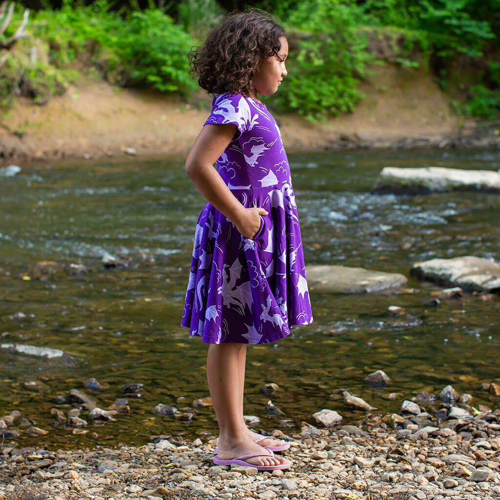 princess awesome dresses Purple Reign Dragons Short Sleeve Super Twirler Play Dress with Pockets 2T