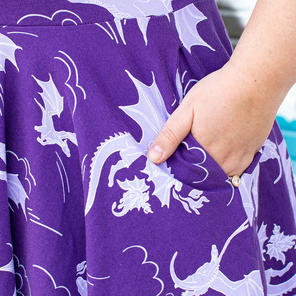 Adult Purple Reign Dragons Short Sleeve Super Twirler Dress with Pockets 24-26 Adult Purple Reign Dragons Short Sleeve Super Twirler Dress with Pockets 24-26