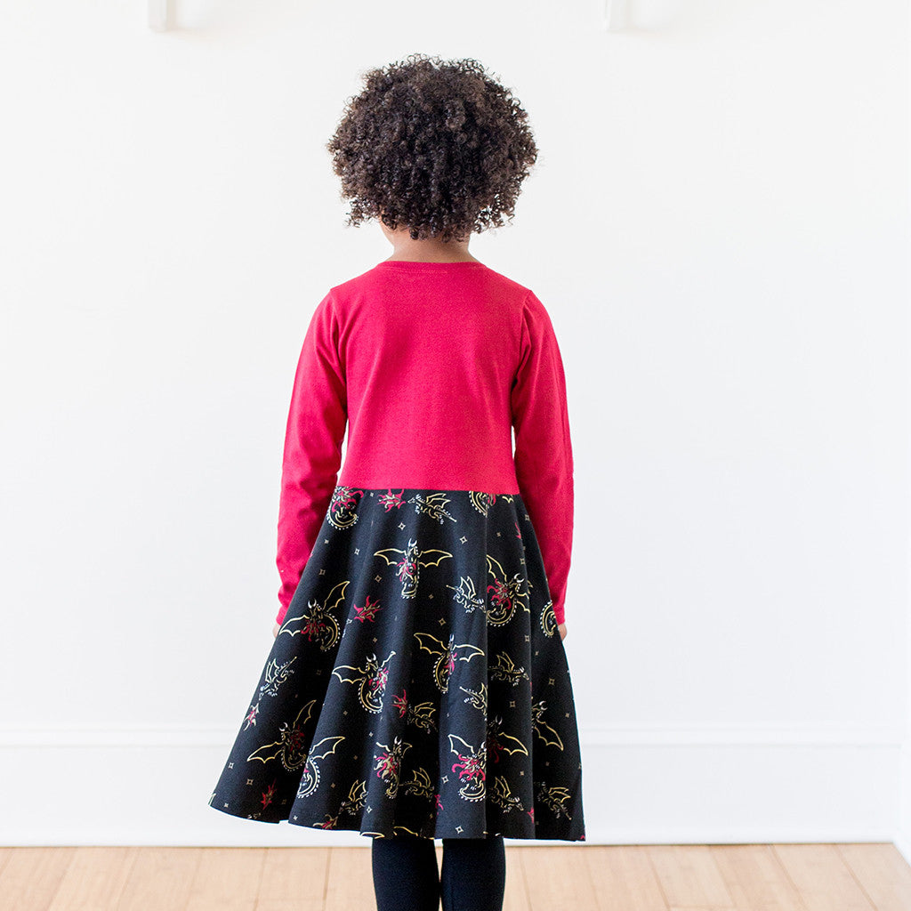 "Fire Flight" Dragons Twirly Play Dress with Long Sleeves - Princess Awesome - 5
