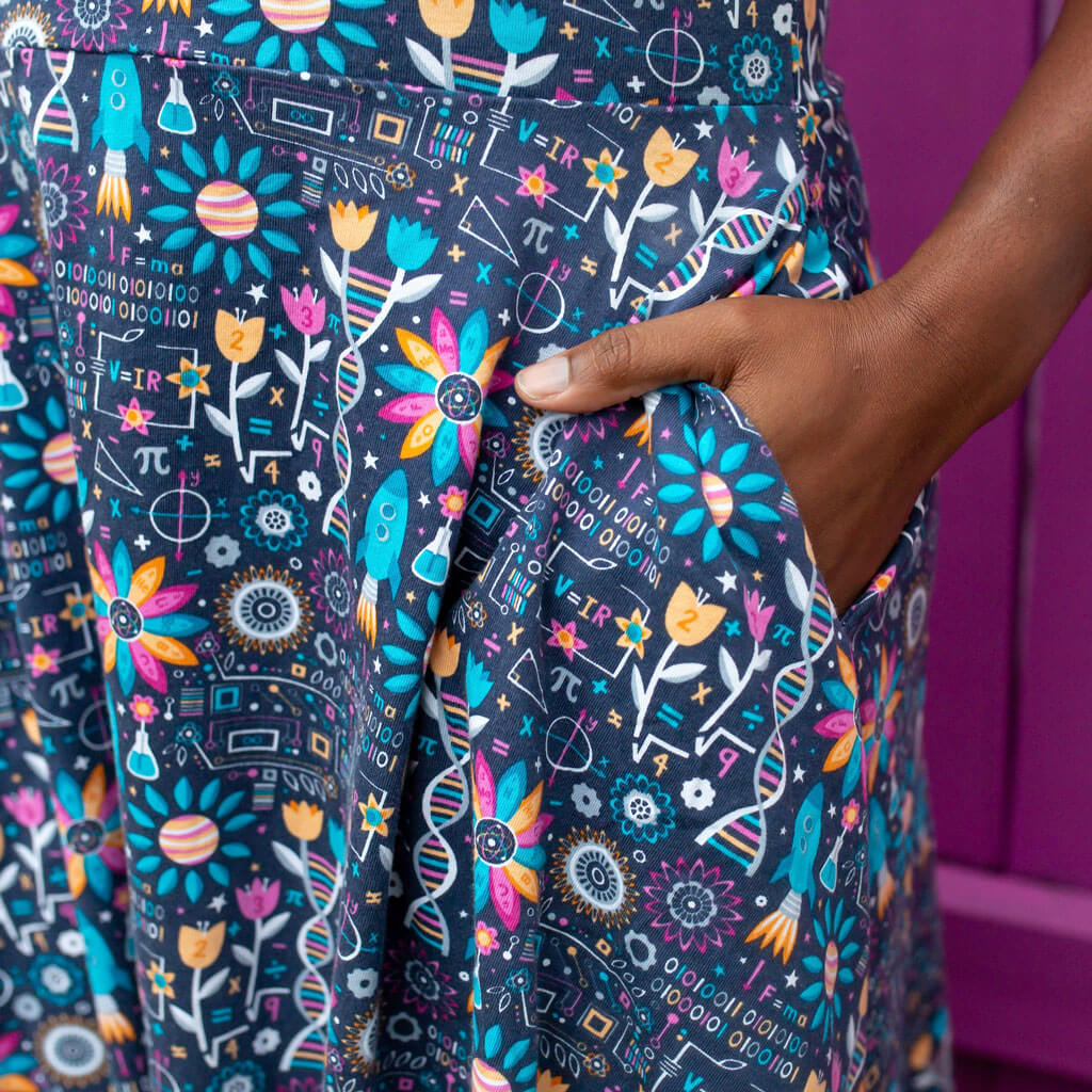 Flower STEMs Adult A-Line Dress with Pockets