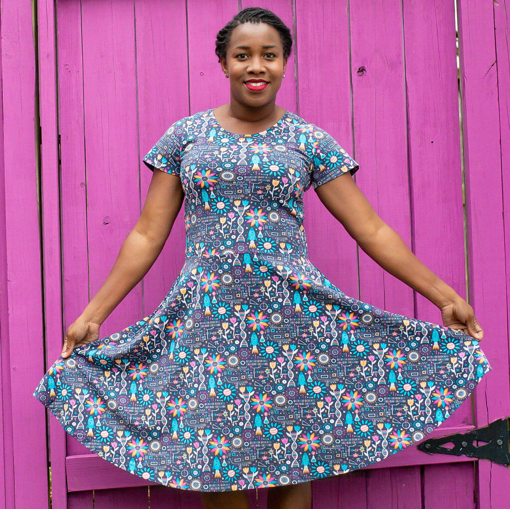 Flower STEMs Adult A-Line Dress with Pockets