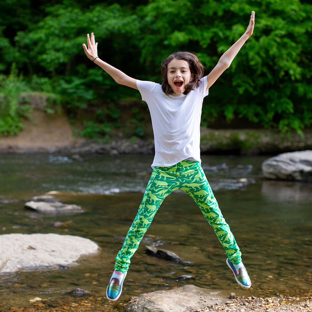 &quot;Land Before Lime&quot; Dinosaurs Leggings With Pockets