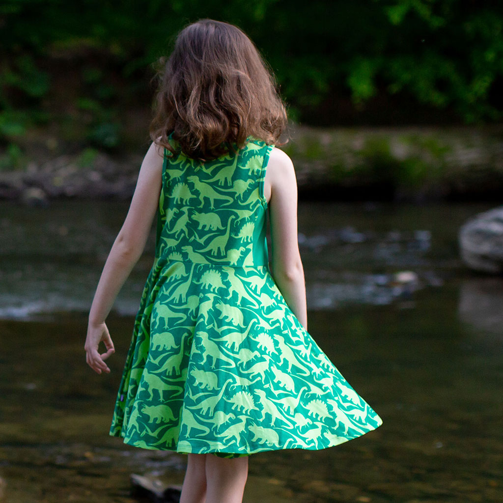 "Land Before Lime" Dinosaurs Skater Play Dress with Pockets